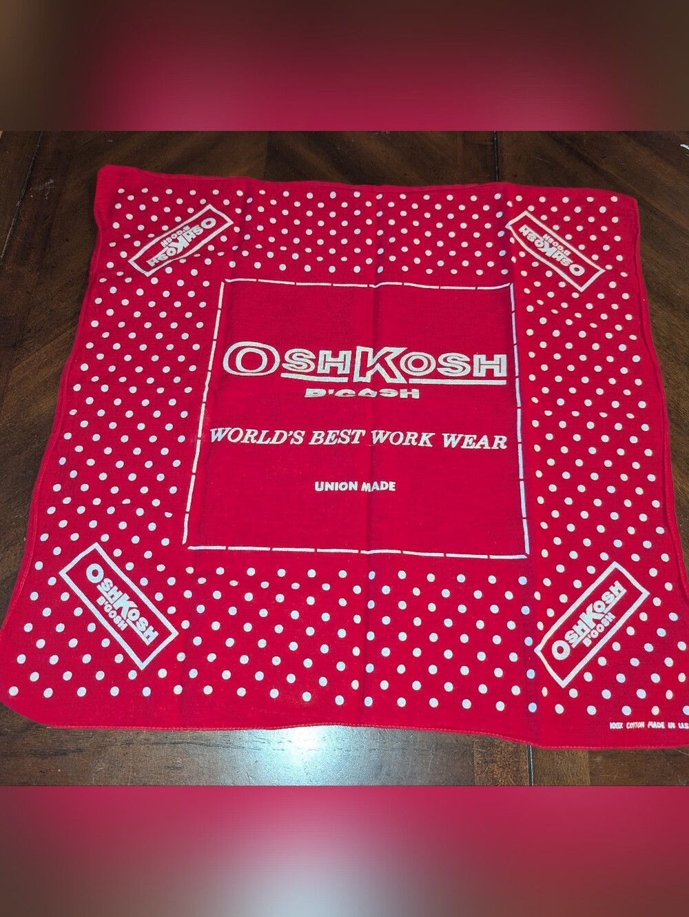 Vintage 70’s Osh Kosh B'Gosh Work Wear Bandana Hanky Polk-A-Dot Union Made Red